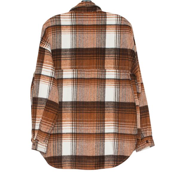 NWT ACOA Shacket Wool Flannel Oversize Y2K Boyfriend Western Button Plaid Small - Picture 2 of 6